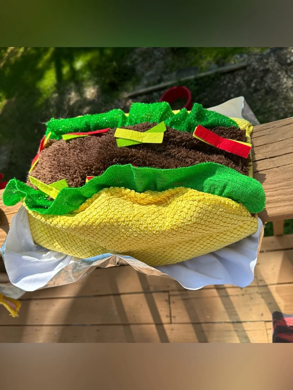 Dog Taco Costume Size Medium Plush 3D Food Halloween Pet Costume Silver Wrap